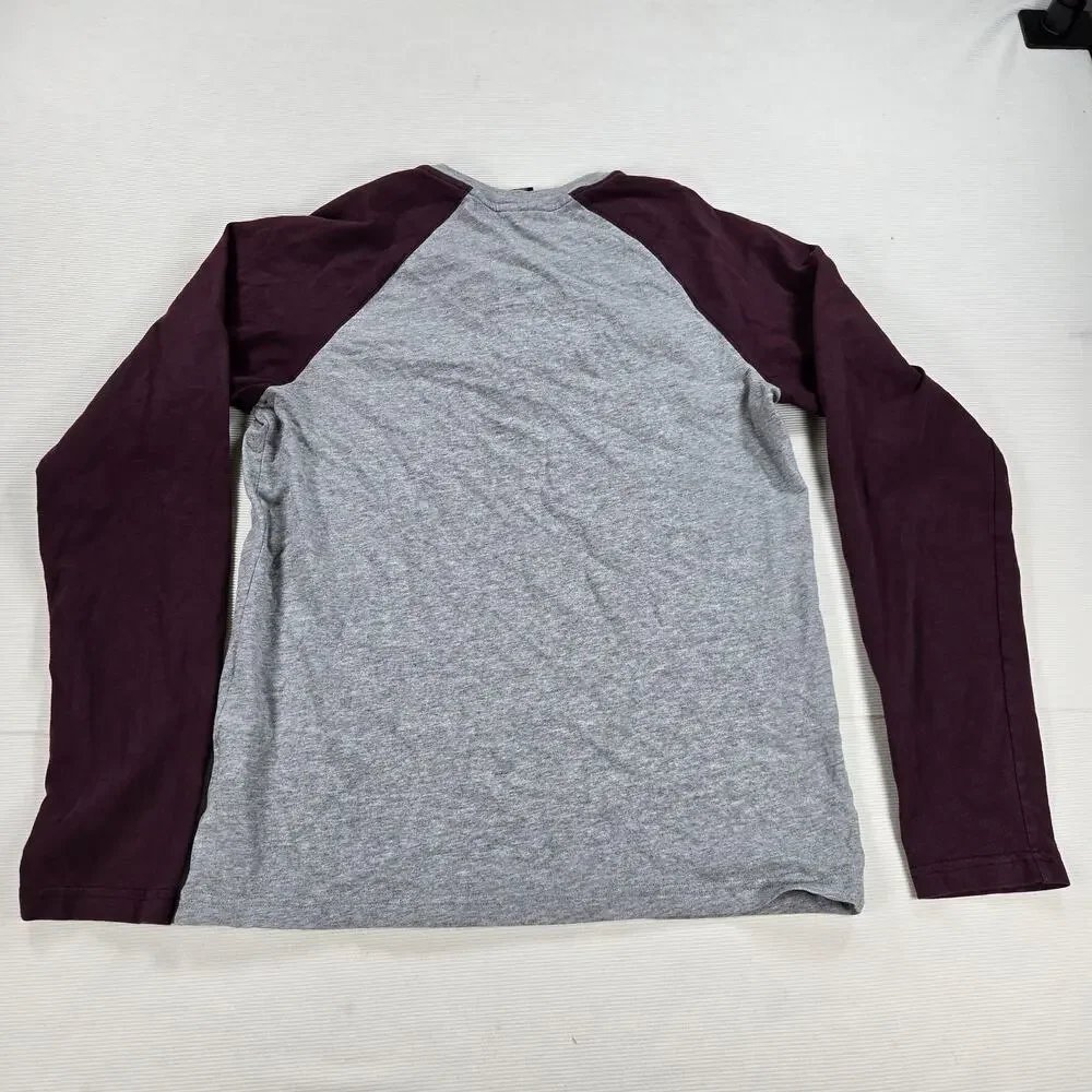 Nike Air Jordan Gray Burgundy Henley Long Sleeve‎ Shirt Men's Size Medium